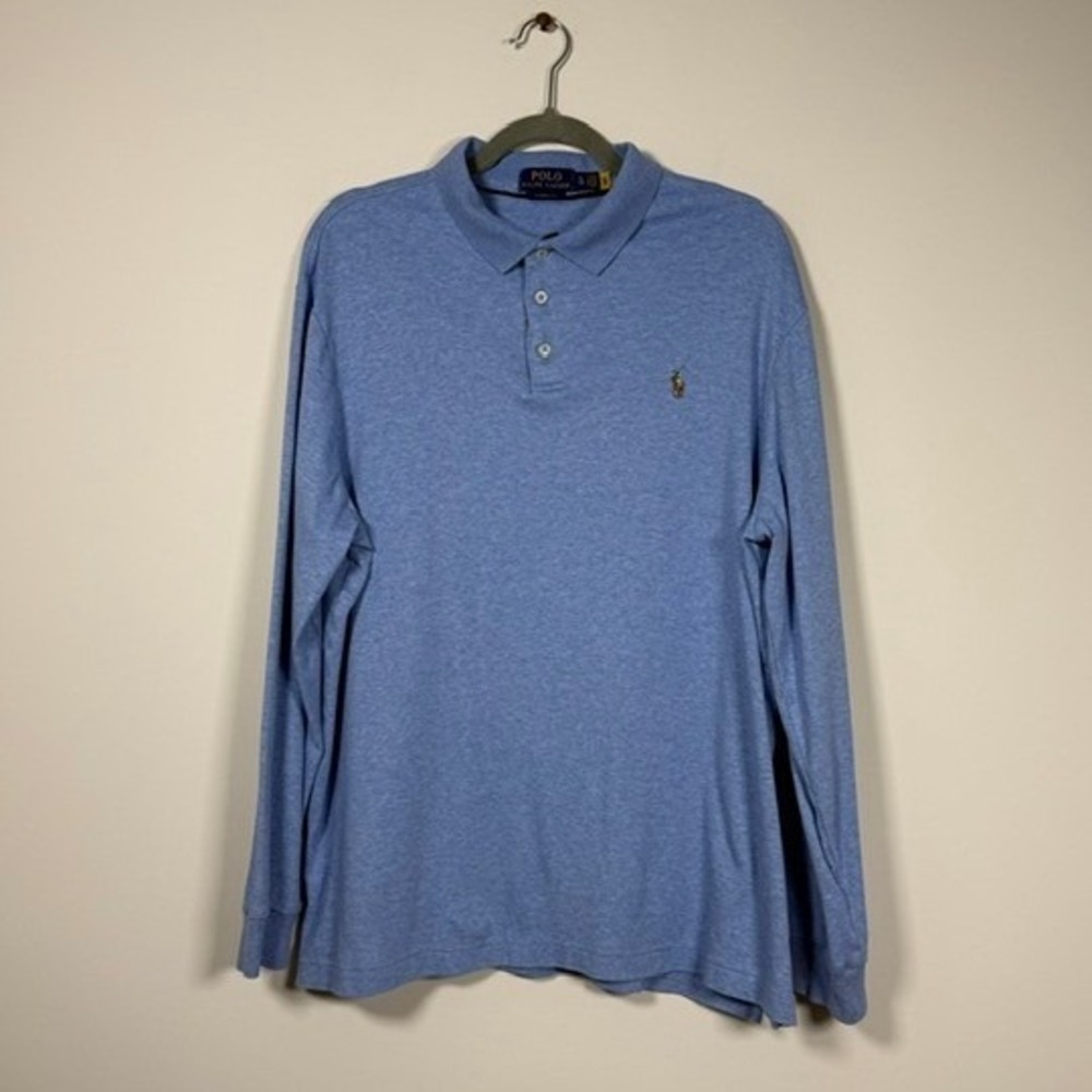 Polo Ralph Lauren Men's Blue Classic Fit Soft Cotton Long Sleeve Polo | Size XL - Picture 2 of 12